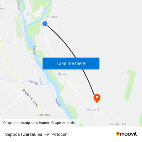 Săpoca | Zarzaulea to Potoceni map
