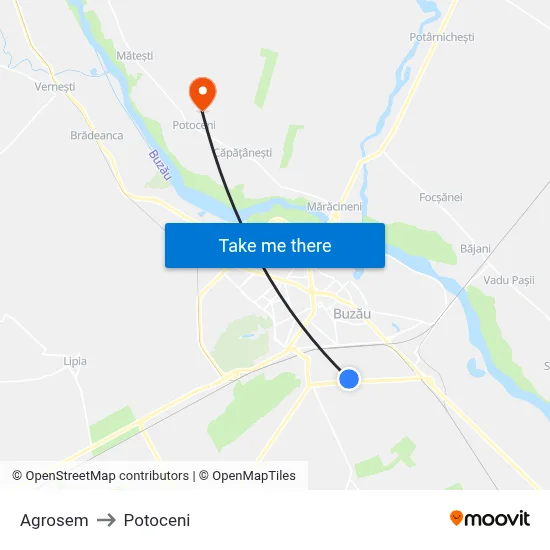 Agrosem to Potoceni map