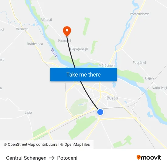 Centrul Schengen to Potoceni map