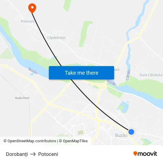 Dorobanți to Potoceni map