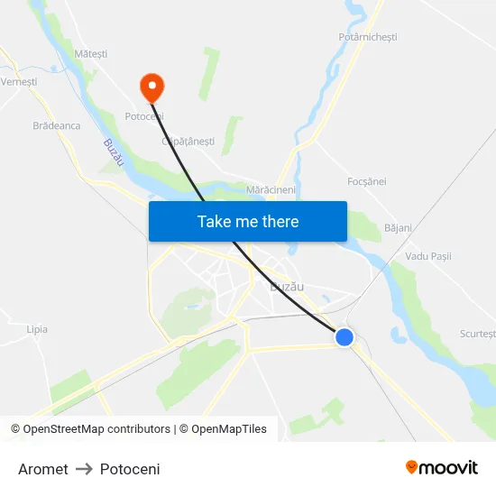 Aromet to Potoceni map