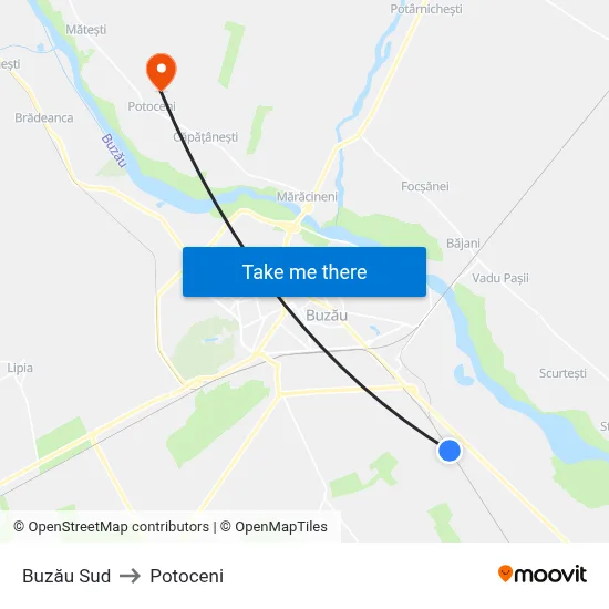 Buzău Sud to Potoceni map