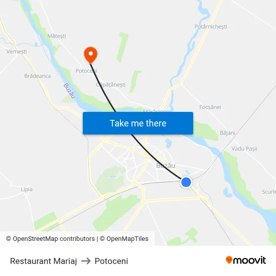 Restaurant Mariaj to Potoceni map
