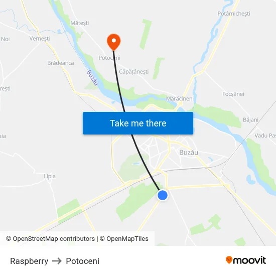 Raspberry to Potoceni map