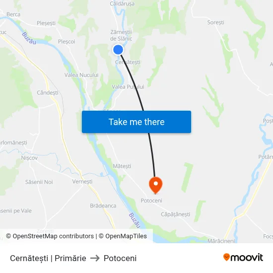 Cernătești | Primărie to Potoceni map