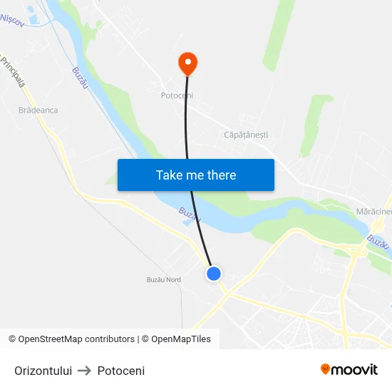 Orizontului to Potoceni map