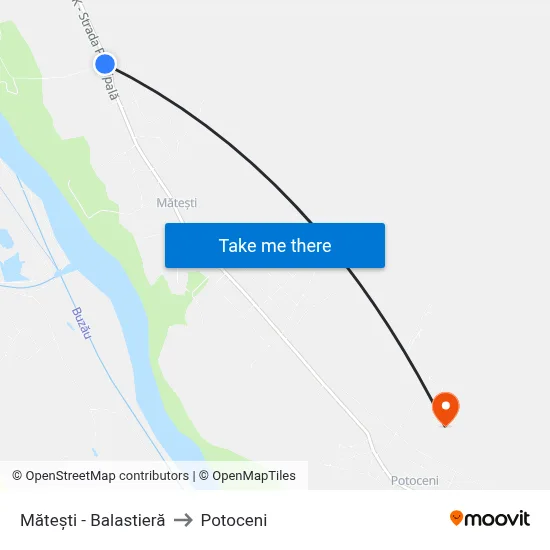 Mătești - Balastieră to Potoceni map