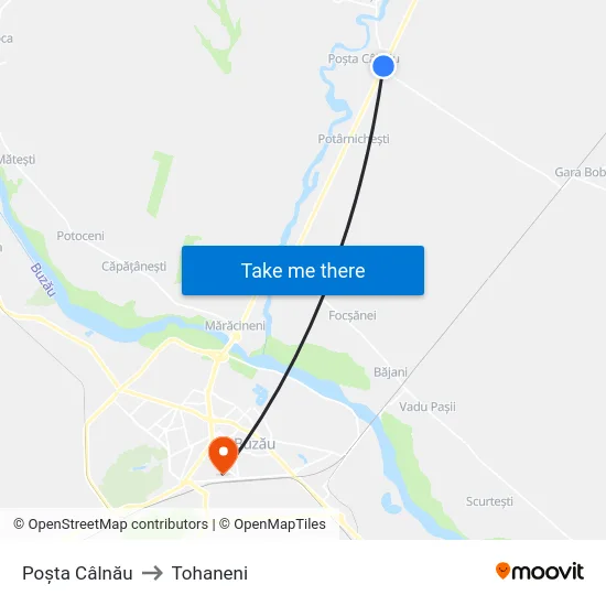 Poșta Câlnău to Tohaneni map