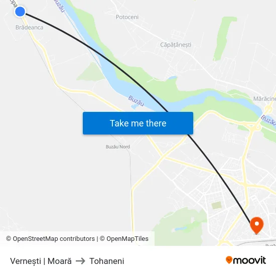 Vernești | Moară to Tohaneni map