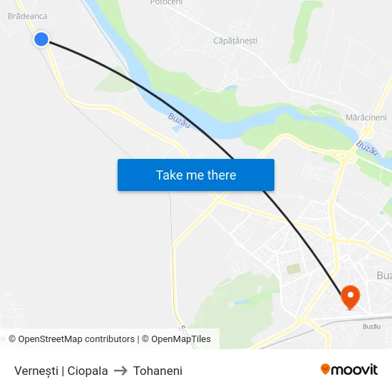 Vernești | Ciopala to Tohaneni map