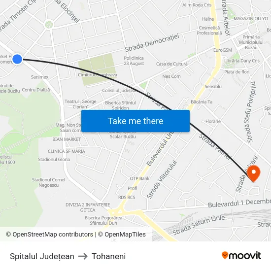 Spitalul Județean to Tohaneni map