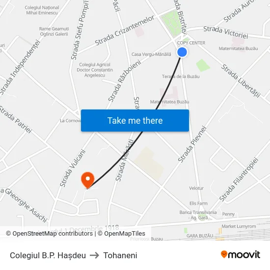 Colegiul B.P. Hașdeu to Tohaneni map