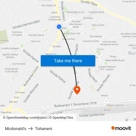 Mcdonald's to Tohaneni map