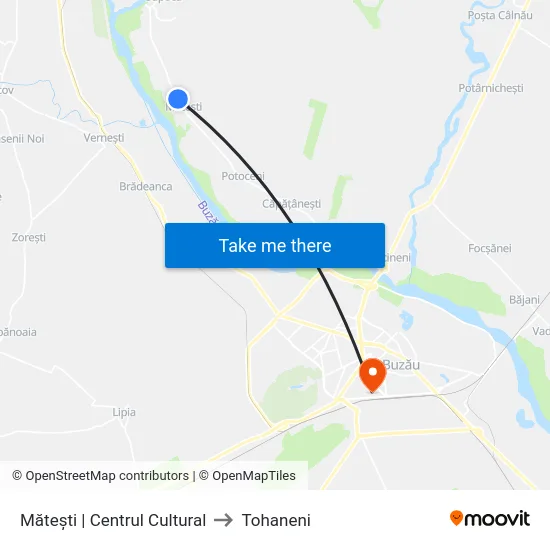 Mătești | Centrul Cultural to Tohaneni map