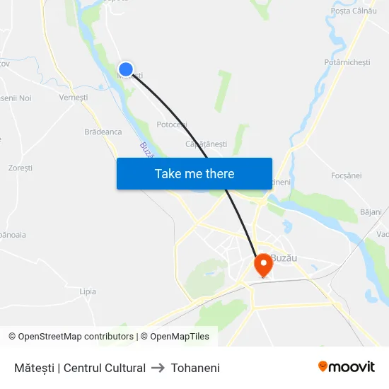 Mătești | Centrul Cultural to Tohaneni map
