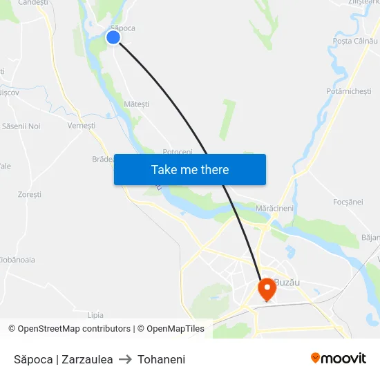 Săpoca | Zarzaulea to Tohaneni map