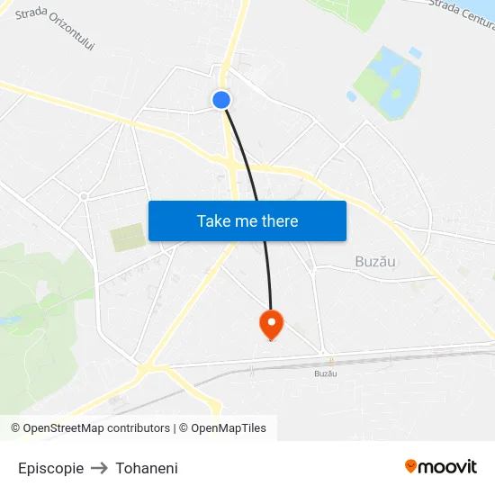 Episcopie to Tohaneni map