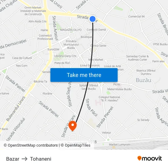 Bazar to Tohaneni map