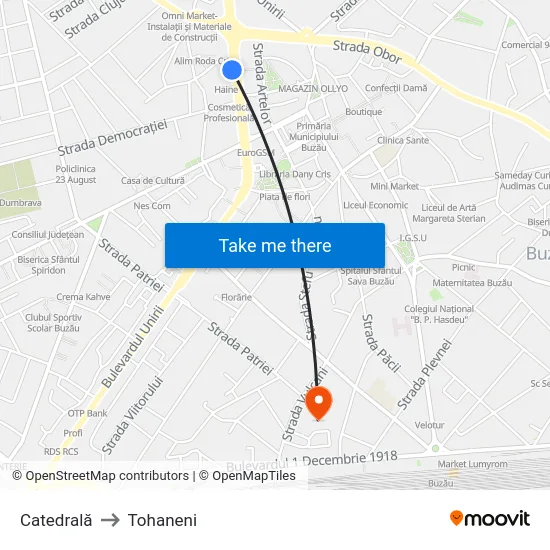 Catedrală to Tohaneni map