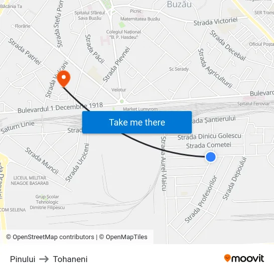 Pinului to Tohaneni map