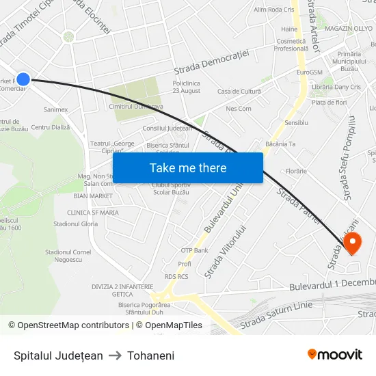 Spitalul Județean to Tohaneni map