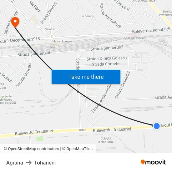 Agrana to Tohaneni map