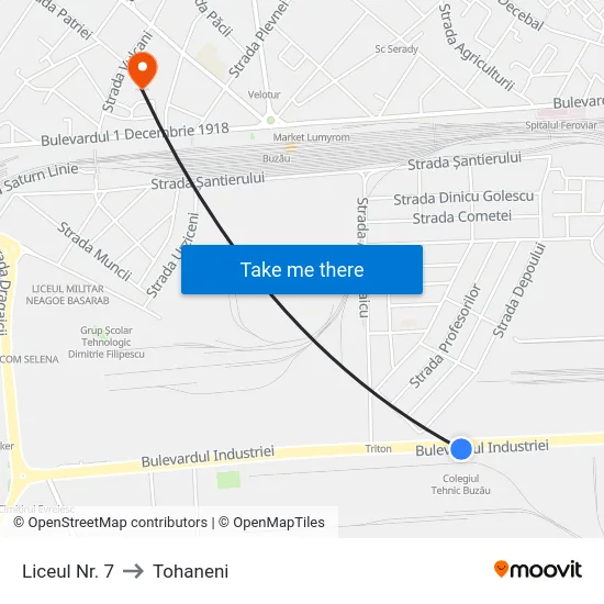 Liceul Nr. 7 to Tohaneni map