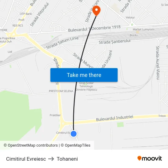 Cimitirul Evreiesc to Tohaneni map