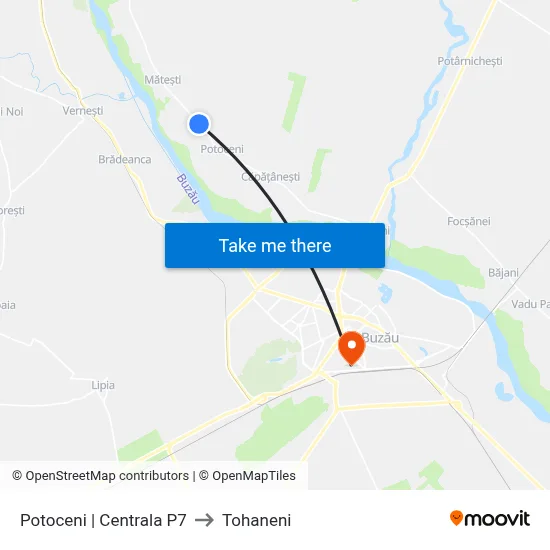 Potoceni | Centrala P7 to Tohaneni map