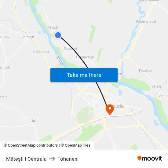 Mătești | Centrala to Tohaneni map