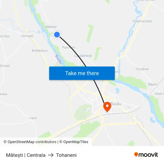 Mătești | Centrala to Tohaneni map
