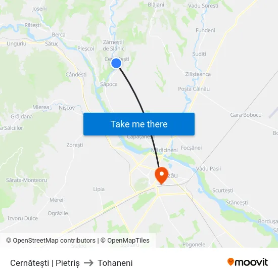 Cernătești | Pietriș to Tohaneni map