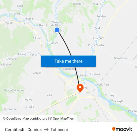 Cernătești | Cernica to Tohaneni map