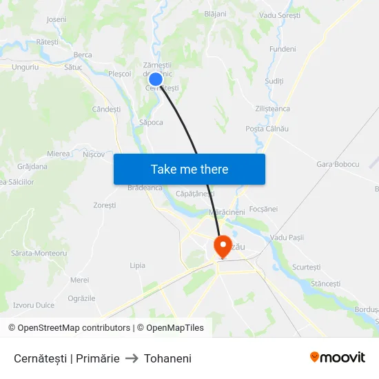 Cernătești | Primărie to Tohaneni map