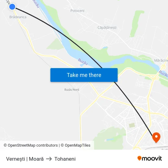 Vernești | Moară to Tohaneni map