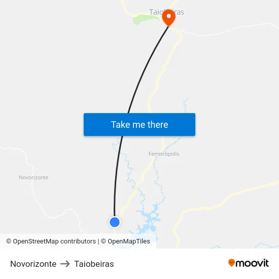 Novorizonte to Taiobeiras map