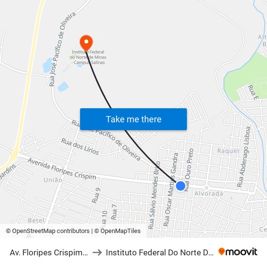 Av. Floripes Crispim, 655 | Elídio Duque to Instituto Federal Do Norte De Minas - Campus Salinas map