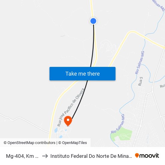 Mg-404, Km 5,4 Norte to Instituto Federal Do Norte De Minas - Campus Salinas map