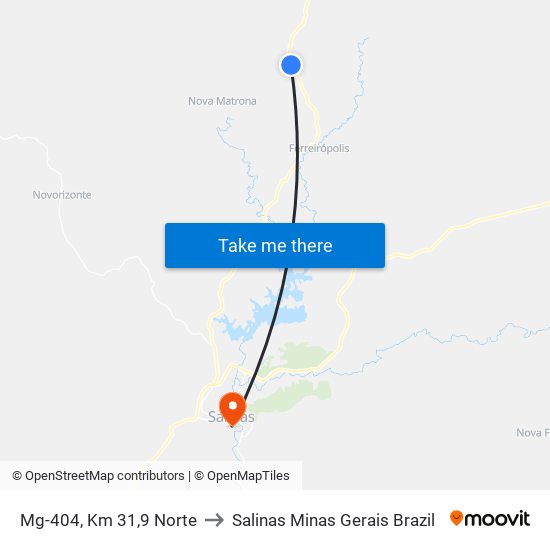 Mg-404, Km 31,9 Norte to Salinas Minas Gerais Brazil map