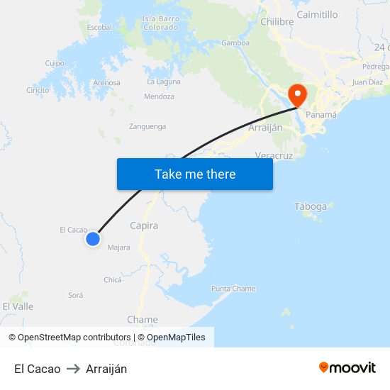 El Cacao to Arraiján map