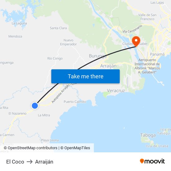 El Coco to Arraiján map