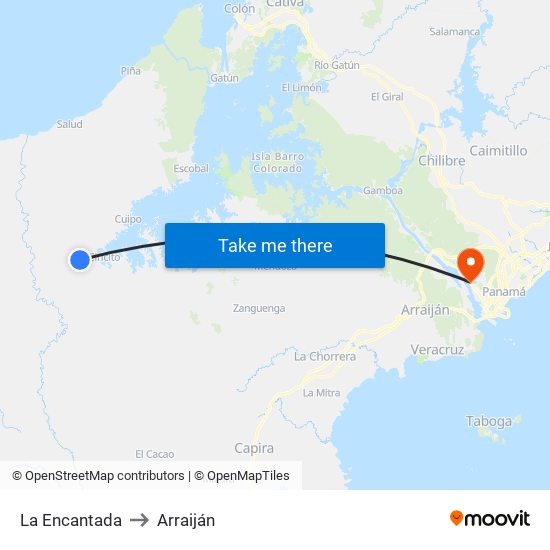 La Encantada to Arraiján map