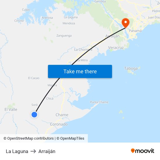La Laguna to Arraiján map
