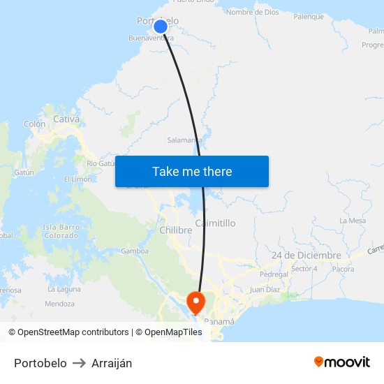 Portobelo to Arraiján map