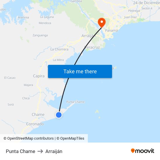 Punta Chame to Arraiján map