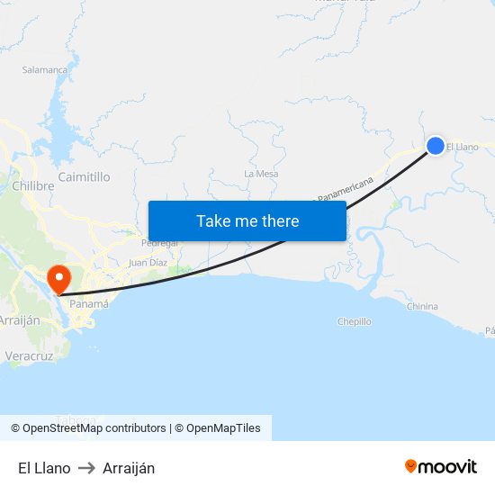 El Llano to Arraiján map