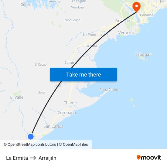 La Ermita to Arraiján map