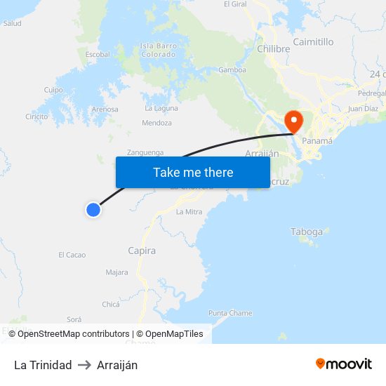 La Trinidad to Arraiján map