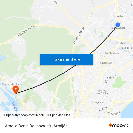 Amelia Denis De Icaza to Arraiján map