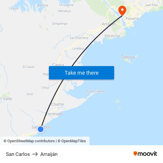 San Carlos to Arraiján map